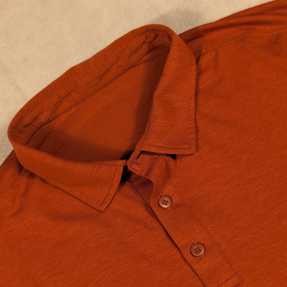Lululemon Evolution Polo Shirt Mens Burnt Orange Rust Short Sleeve Golf Top